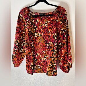Liverpool Multicolor Leaf Pattern Blouse Size Small